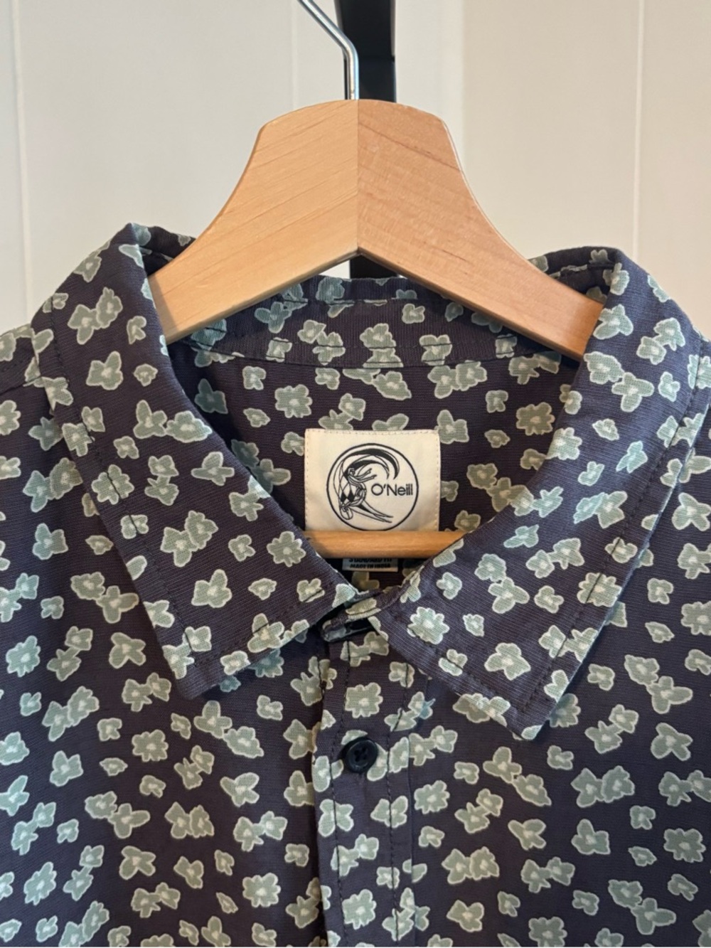 O’Neill O’Riginals Eco Print Shirt Gray Green Floral Linen Blend Mens XL NWT